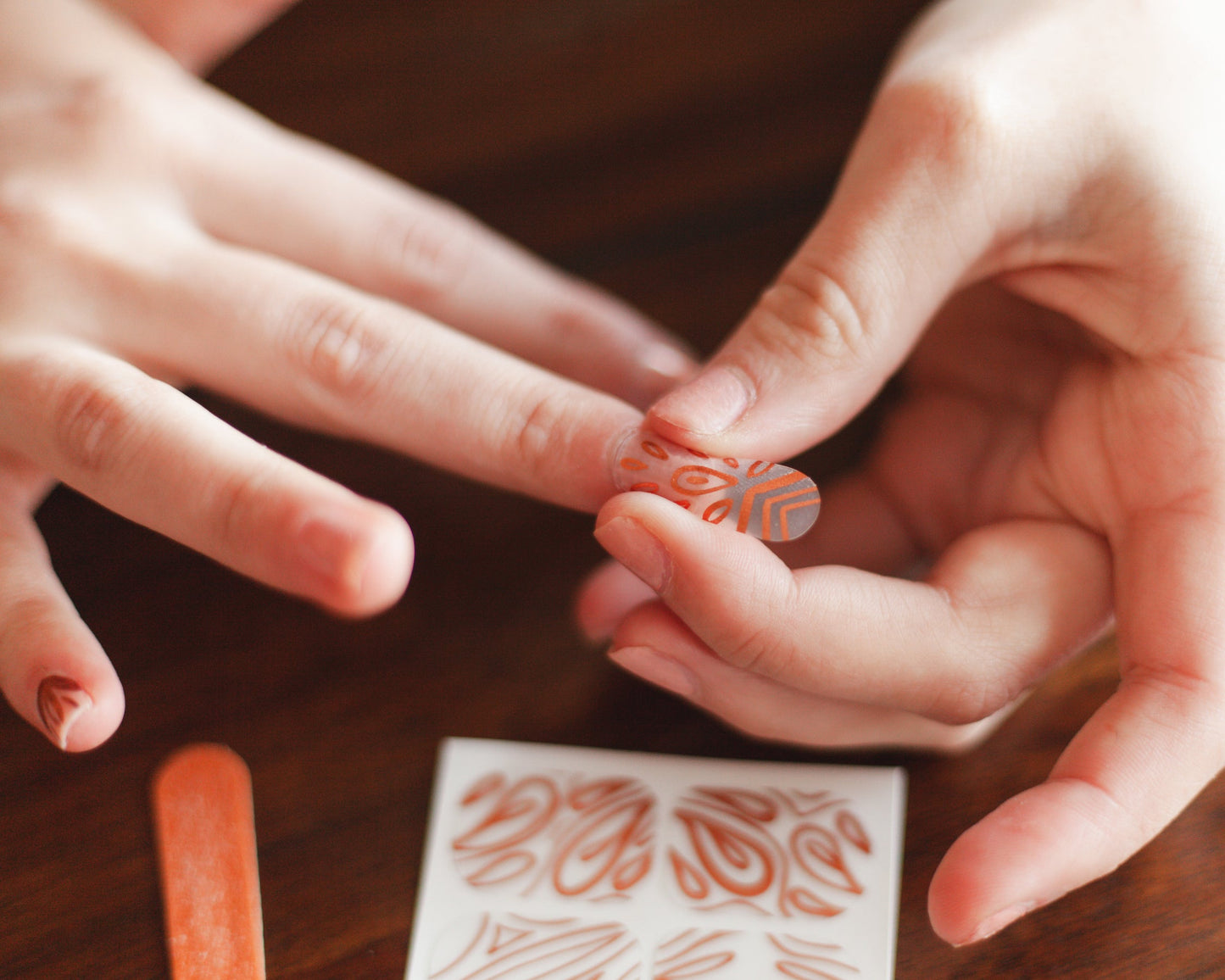 'Bronze Age Queen' Rose Gold Metallic Line Art Henna Transparent Nail Wrap Kit