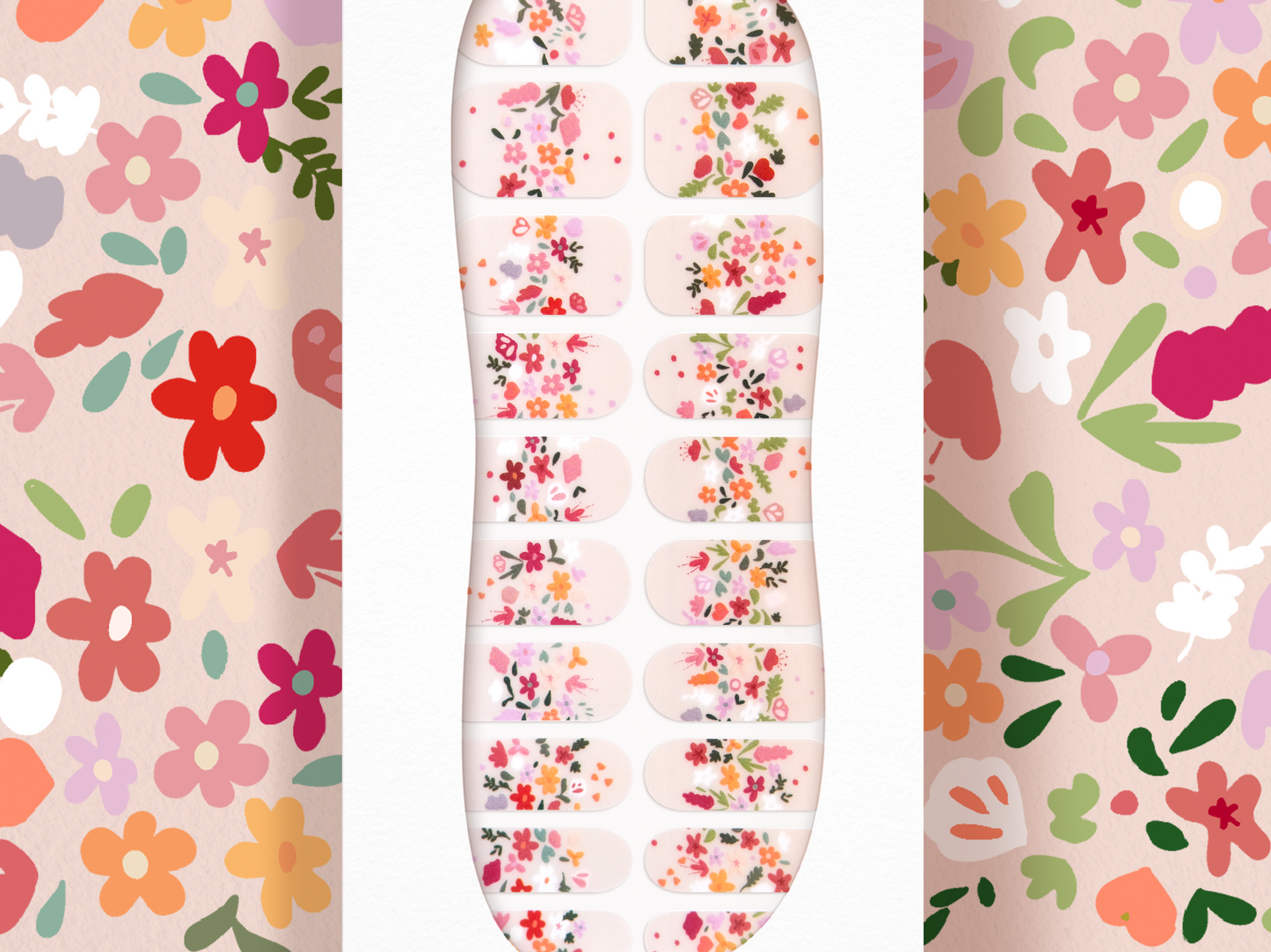 Translucent "French Wildflower Bouquet” Floral Nail Wrap Kit