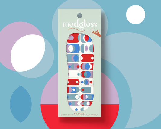 a box of modololoss on a blue and red background