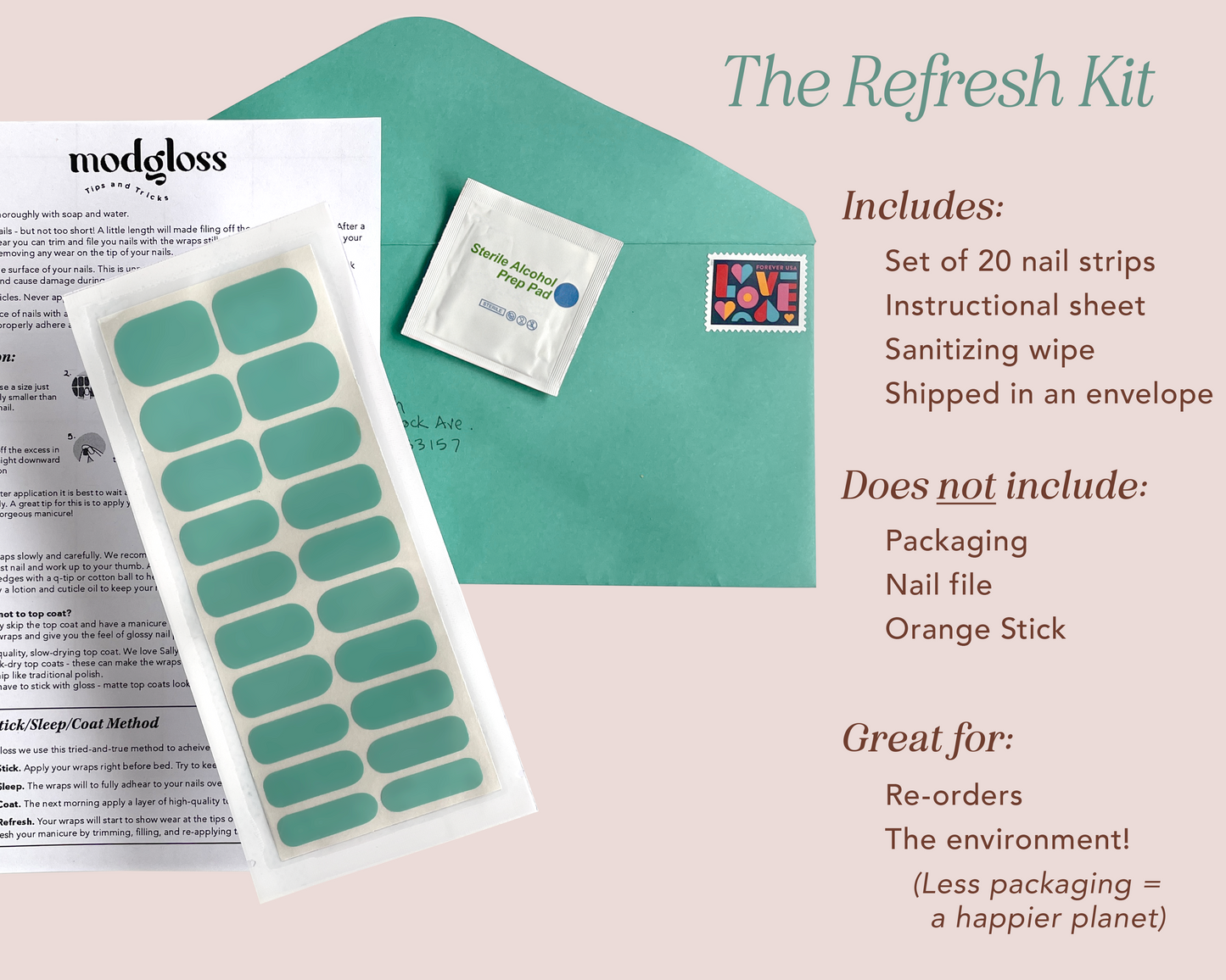 the refresh kit includes instructions, instructions, and stickers