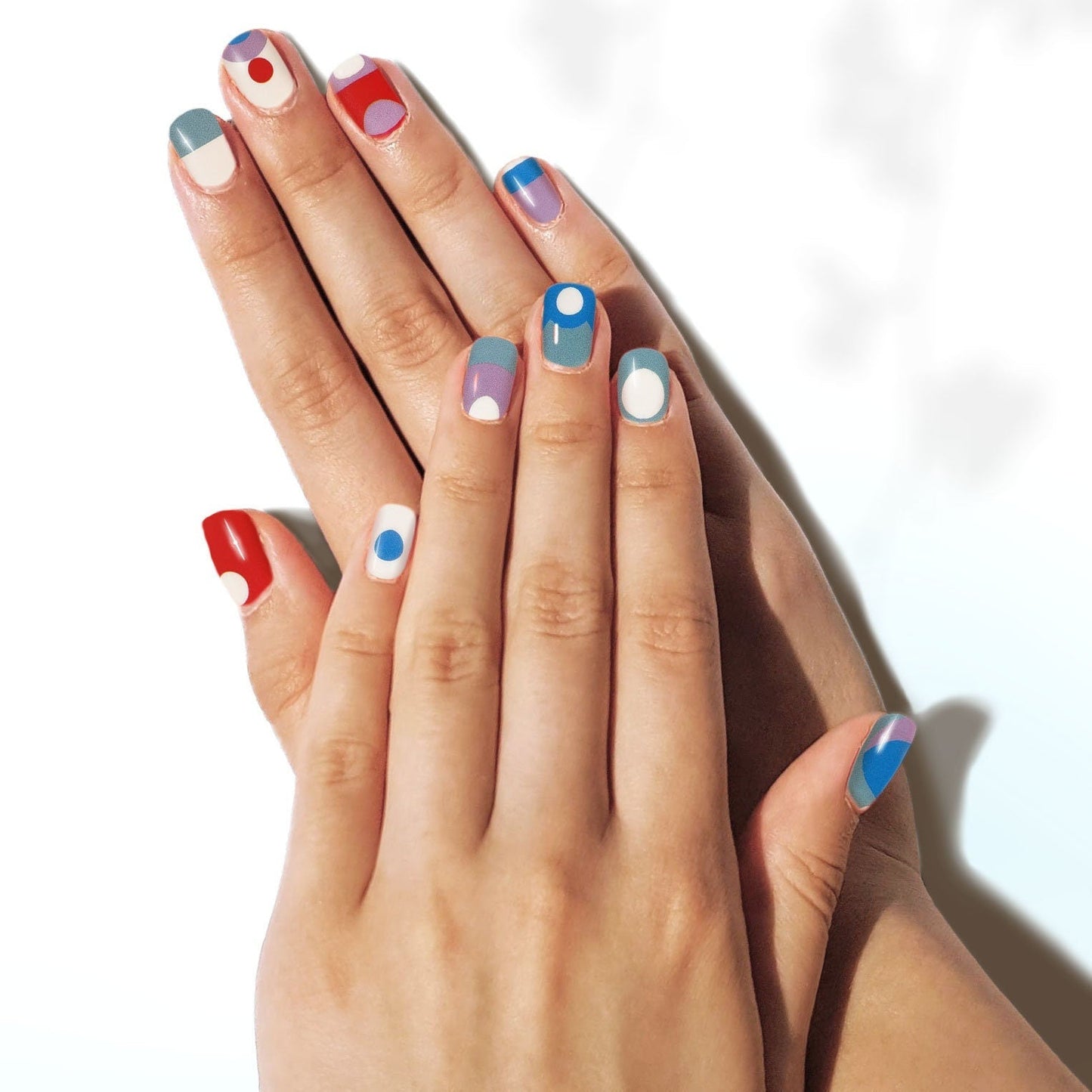 Red and Blue Geometric Modern Nail Wrap Kit