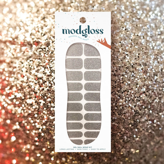 Silver Glitter Nail Wrap Kit