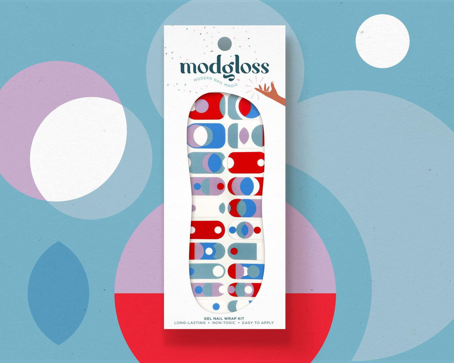 Red and Blue Geometric Modern Nail Wrap Kit