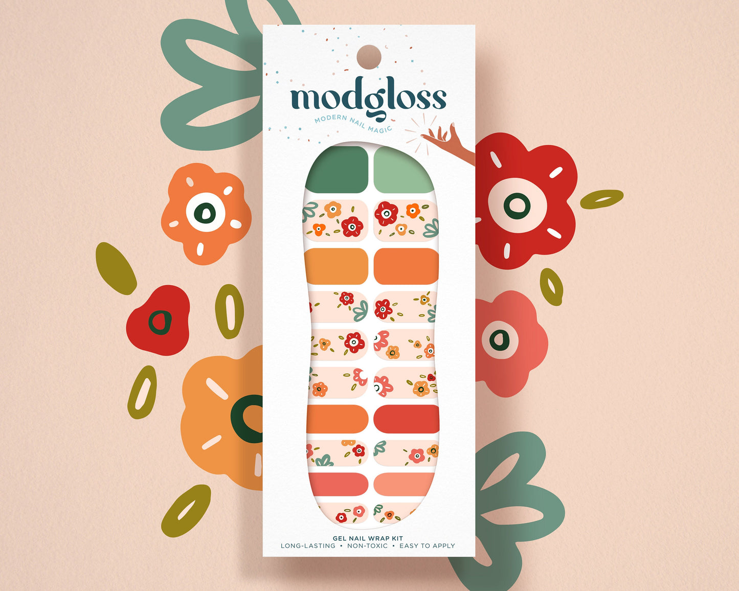'Folksy Floral' Mexican-Inspired Designer Flower Nail Art Wrap Kit